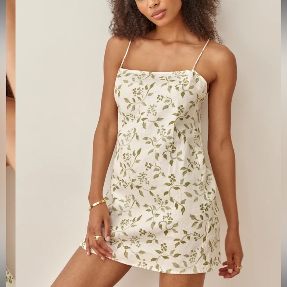 reformation NWT XL Vallarta 100% Linen floral boho swing mini dress - Picture 4 of 9
